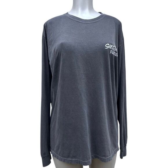 Siesta Key Top Long Sleeve Gray Shirt Large Unisex Comfort Colors Heavyweight - Picture 4 of 12